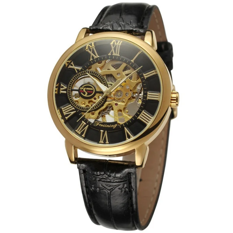 Free Shipping OUTLETS forsining Men's Fashion Retro Hollow Bottom Machinery Manual Manipulator Watch