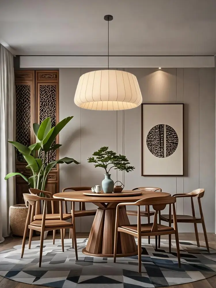 Nordic Retro Fabric Living Room Pendant Lights Style Restaurant Bedroom Chandelier Lighting Home