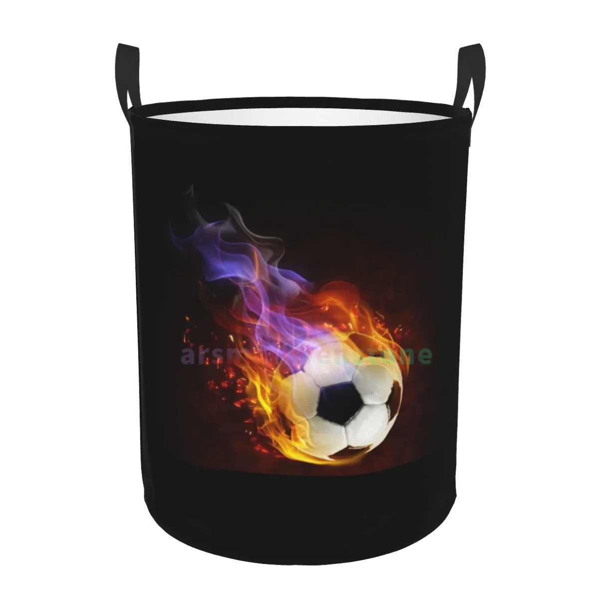 Football Round Laundry Hamper Storage Basket Toys Clothes Organizer Bin for Home Bathroom Bedroom Dorm Nursery