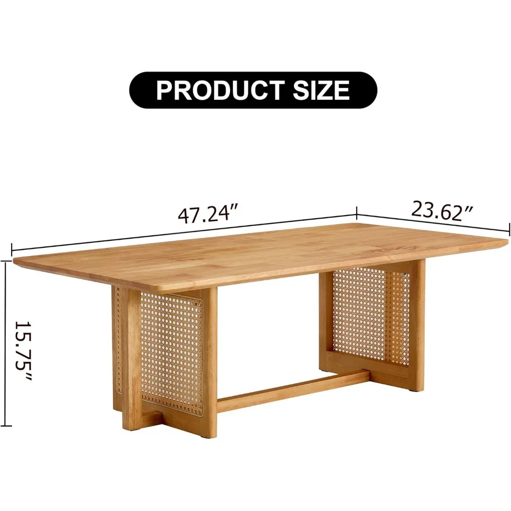 Table basse rectangulaire en bois massif avec pieds de table croisés, meubles de salon, 23.6 po x 47 po x 16 po H