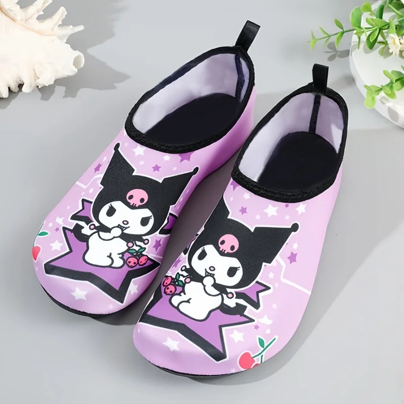 MINISO Senrio Kuromi Child Sea Shoes Cute Non-slip Breathable Barefoot Beach Shoes Kawaii Cartoon My Melody Durable Diving Shoes