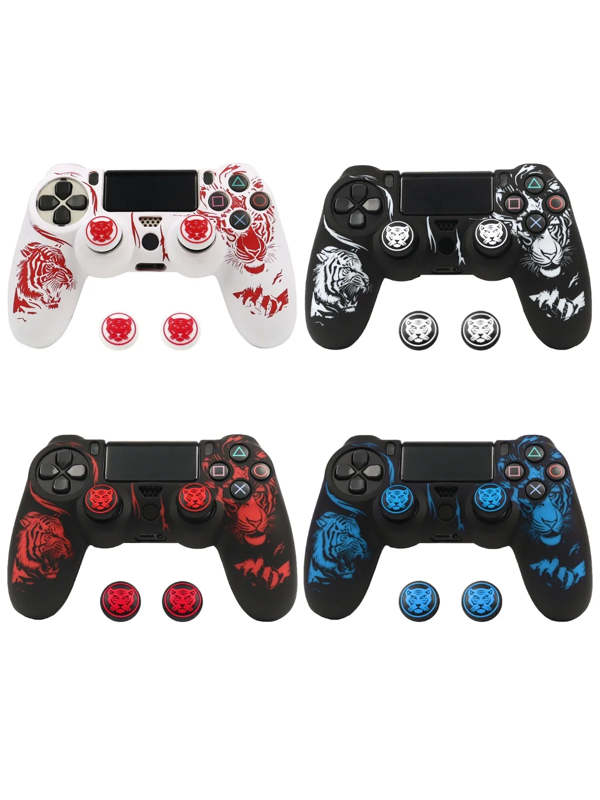 Pour étui de contrôleur PS4 peau de Silicone souple 360 ° Accessoires de couverture de manette de jeu, anti-poussière et anti-transpiration, découpes précises