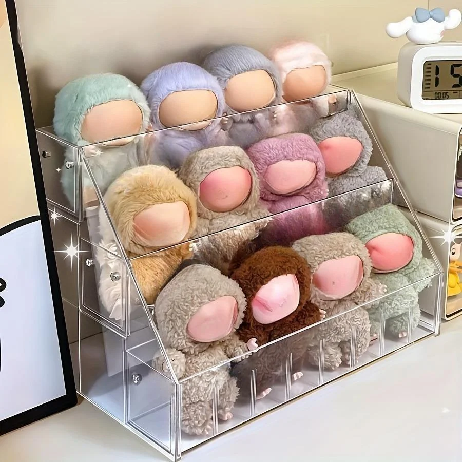Transparent Fashion Doll Display Stand; Clear Felt Doll Storage Box for Organizing and Displaying Fashion 17cm Doll; 1