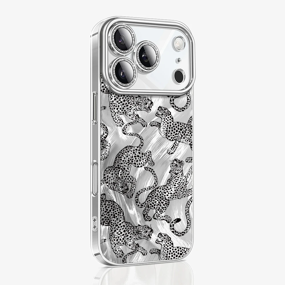 Luxuriöse Leopardenmuster-INS-Hüllen für iPhone 15 16 17 14 Pro Max Plus, iPhone 13 12 11 7 8 XS XR, mit plattierter Linsenschutzfolie. – Detail 5