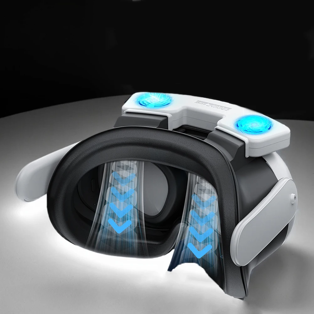 Cuscinetto per la copertura del viso con ventola di raffreddamento Interfaccia facciale a 3 velocità con ventola di raffreddamento con cuscino per il viso in PU per accessori Meta Quest 3