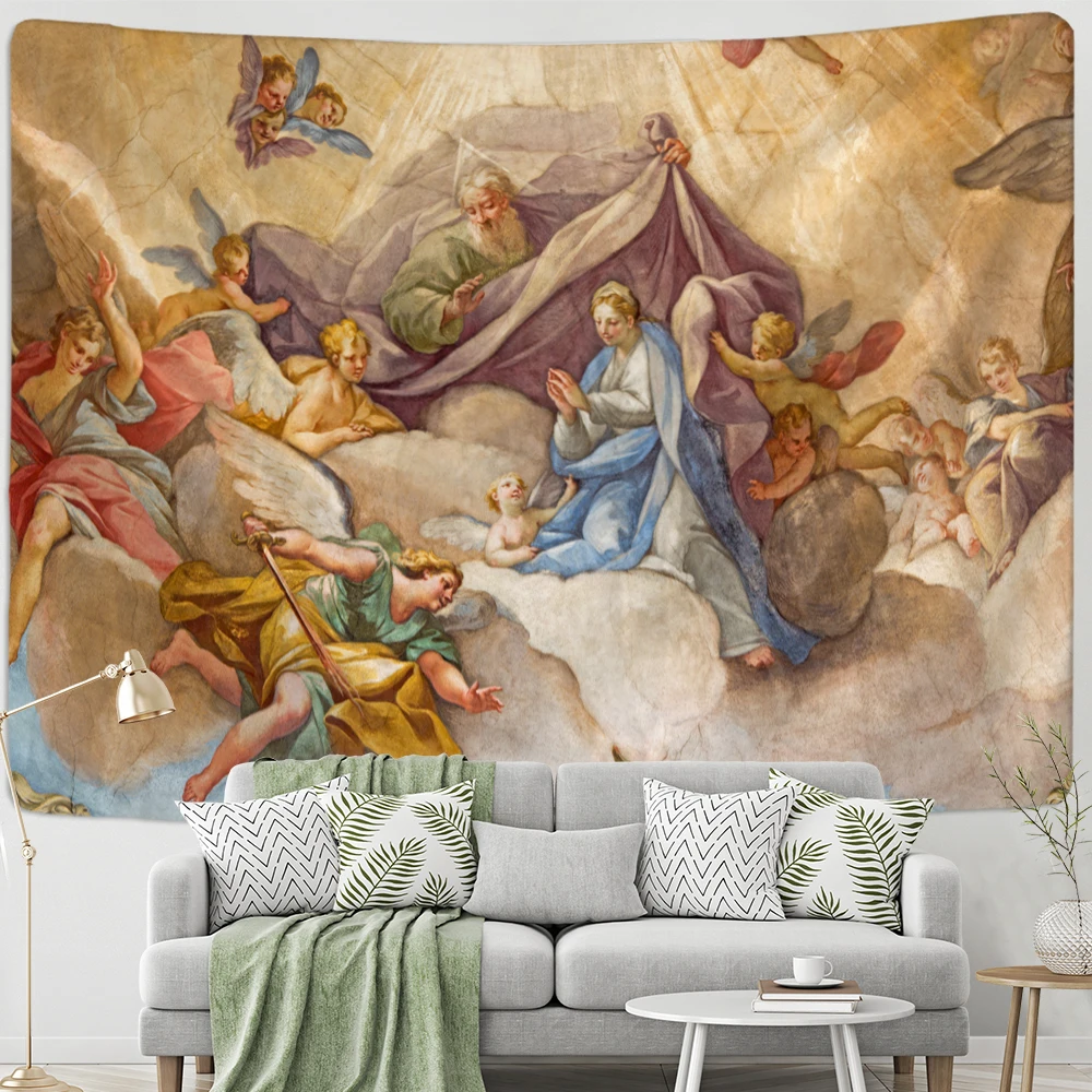 Vintage Angel Tapestry Wall Hanging Boho Tapiz Christian Psychedelic Witchcraft Mystery Classic Art Bedroom Home Decor