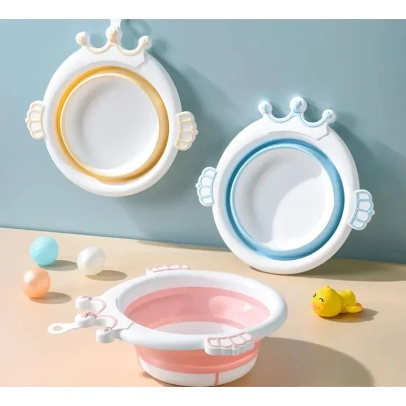 Cute Children's Washbasin and Hangable Wash Basin Suitable For Travel Home Use Baby Cartoon Easy-to-Carry  Bath Basin