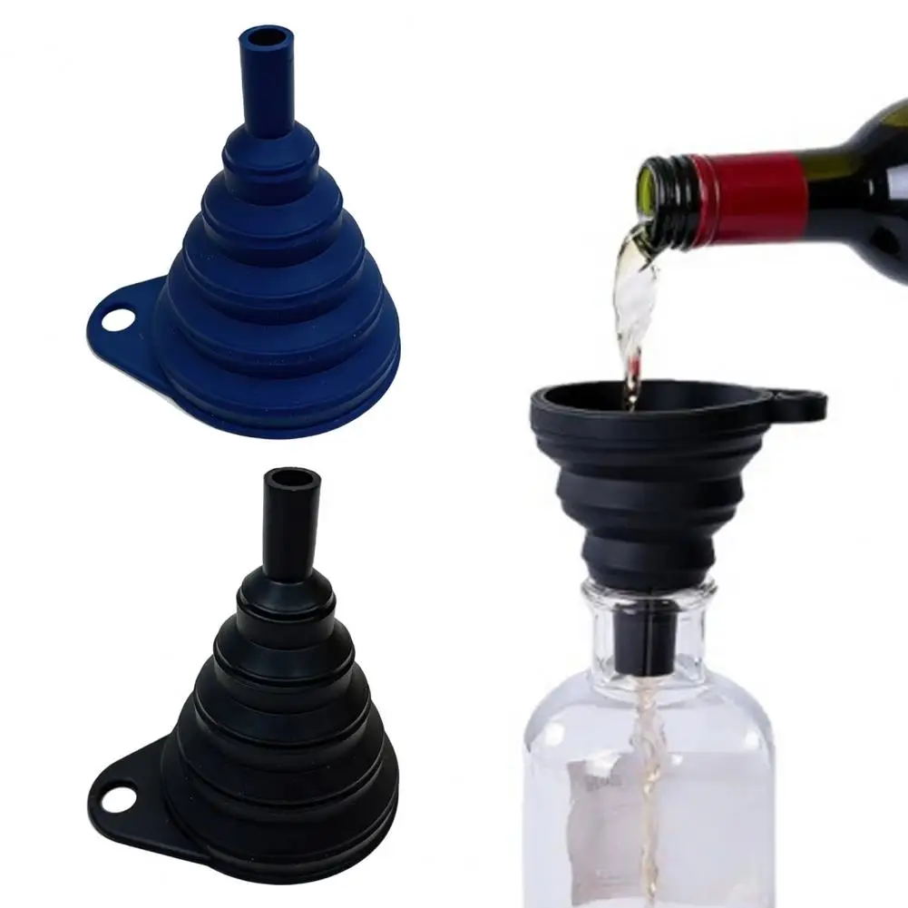 Collapsible Silicone Kitchen Funnel Food Grade Foldable Funnel for Dispensing Spice Oil Perfume Vial Liquid Bottling Use