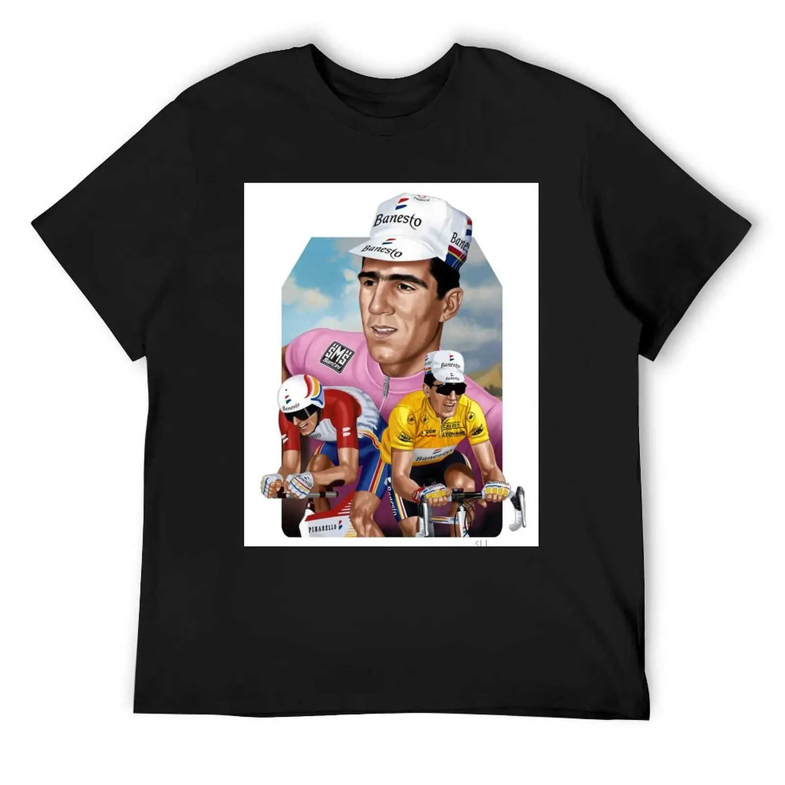 

Miguel Indurain Cycling Cyclist Portrait T-Shirt graphic t shirt vintage boys animal print Short sleeve tee mens clothing