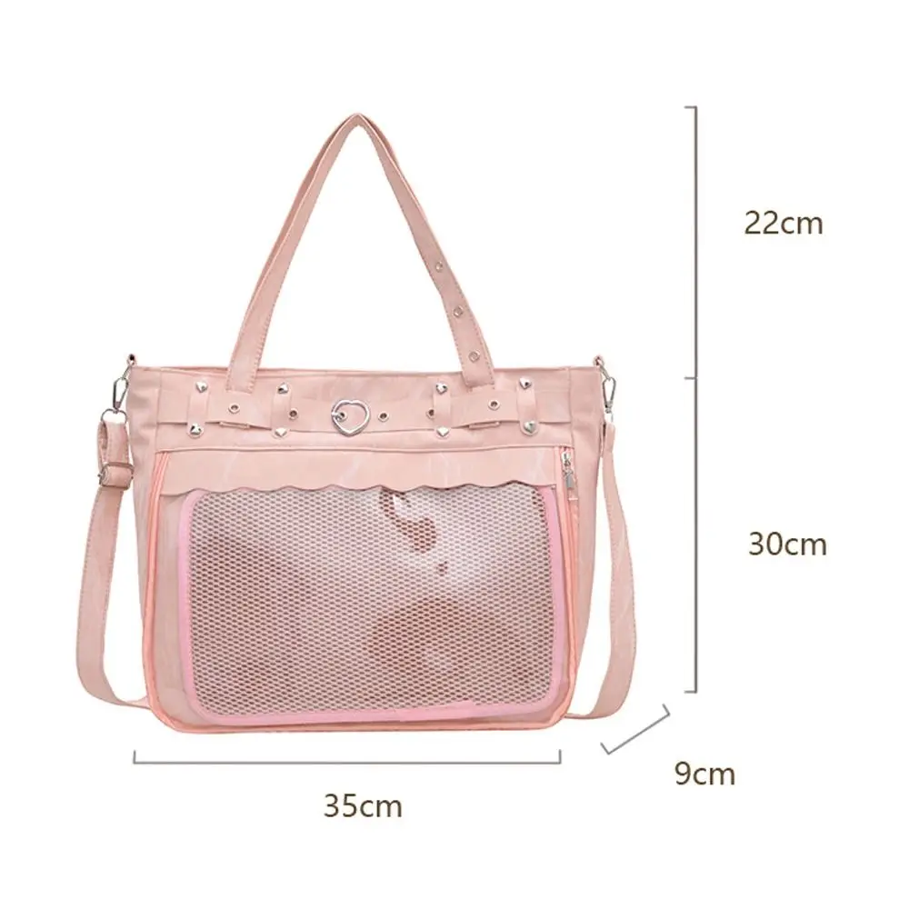 Transparente Ita-Tasche mit großem Fassungsvermögen, originelles Design, Y2K-Tragetasche, minimalistischer Stil, Innenfach, JK-Uniform-Umhängetasche – Detail 1