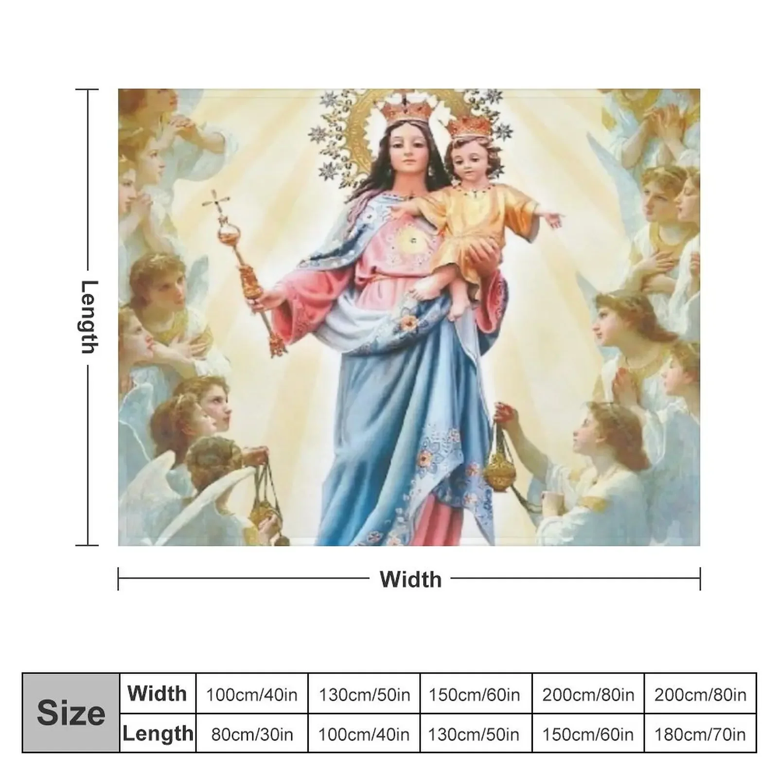 Mary mother of Jesus design Throw Blanket Flannel manga Hairy Hair Blankets