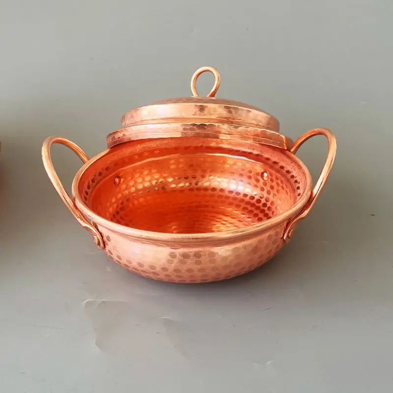 Handmade Copper Saucepan for Jam Making, Artistic Noodle Cooking Pot with Durable Hammered Design A Small Copper Pot - Image 2