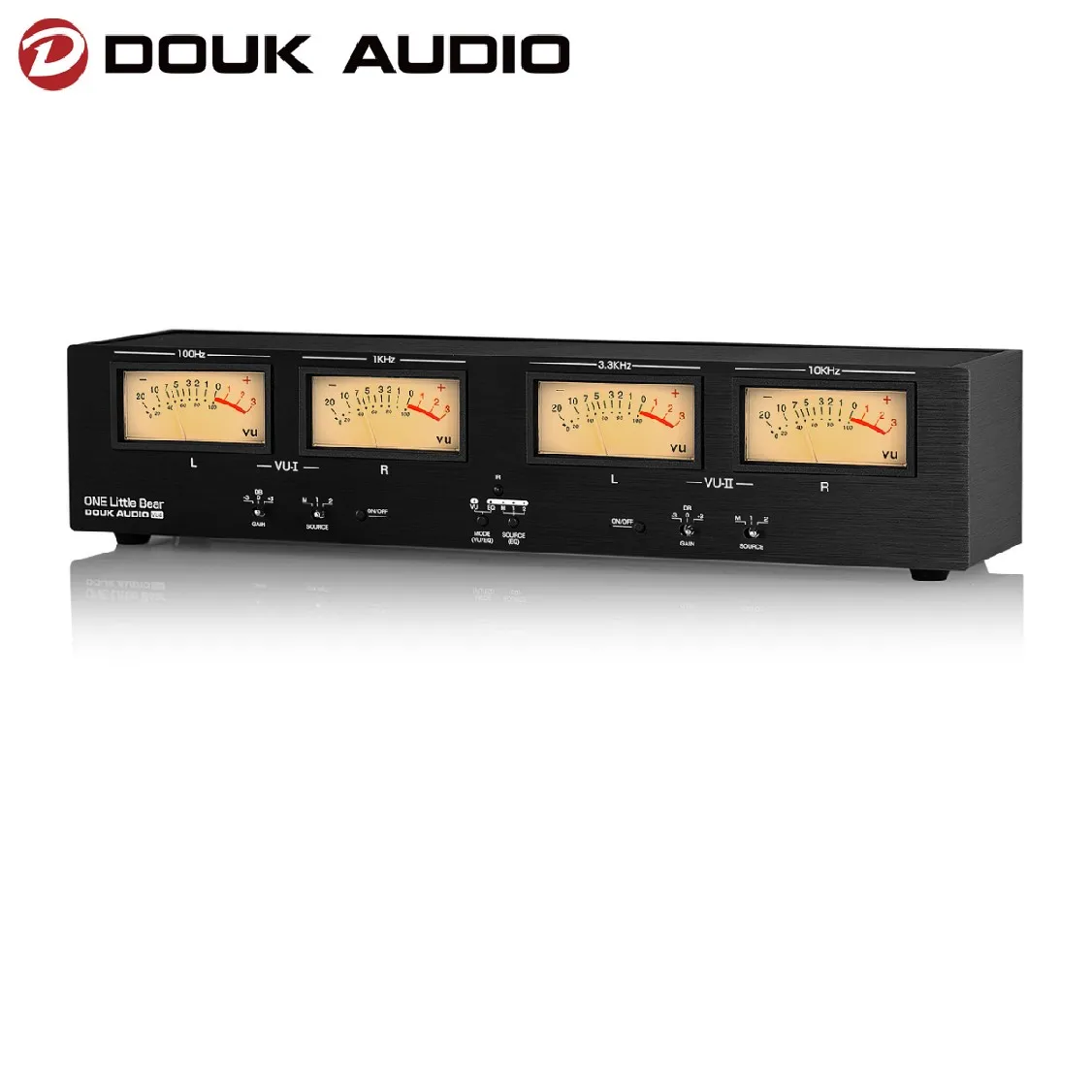 Douk Audio 4 Analog VU Meter MIC+LINE Sound Level Indicator RCA/XLR Switcher Box Audio Splitter Adapter Stereo Music Spectrum