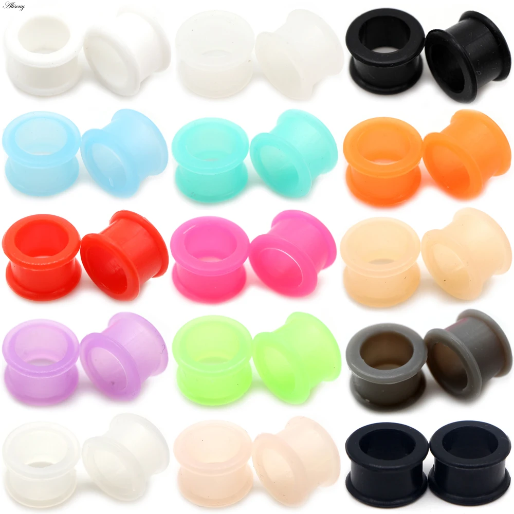 1 para zatyczek do uszu Wysokiej jakości cienkie silikonowe elastyczne wskaźniki biżuterii do ciała 3-25 mm zatyczki do tuneli skórzanych Skin Hollow Ear Plug