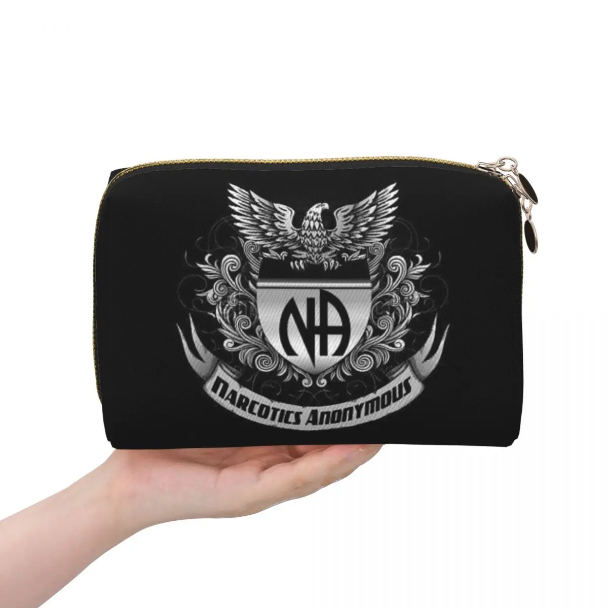 NA - Narcotics Anonymous Women Cosmetic Bag Travel Makeup Organizer Pouch Toiletry Storage Dopp Kit Box