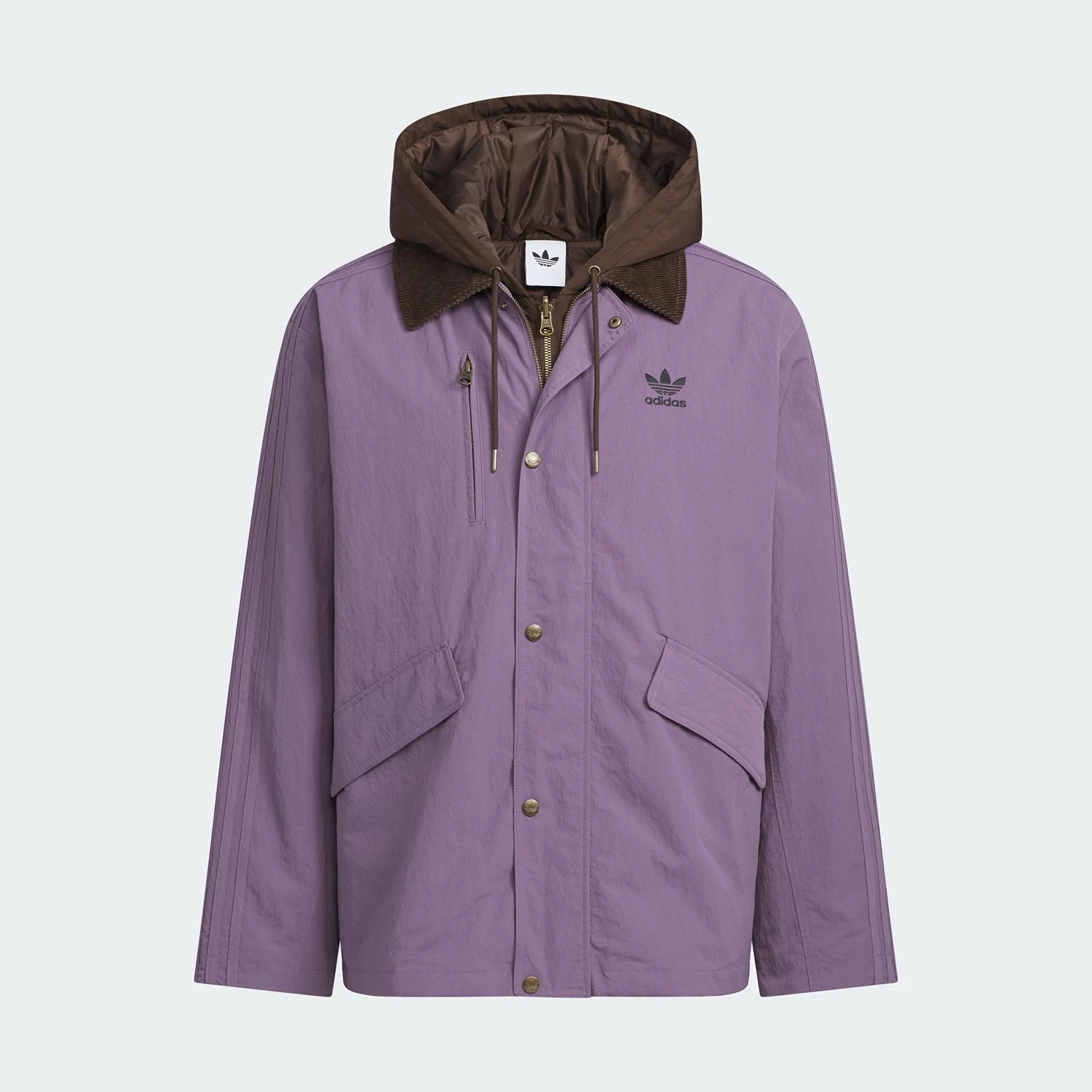 Adidas genuine clover men's hooded 2-in-1 retro cotton jacket KW1240