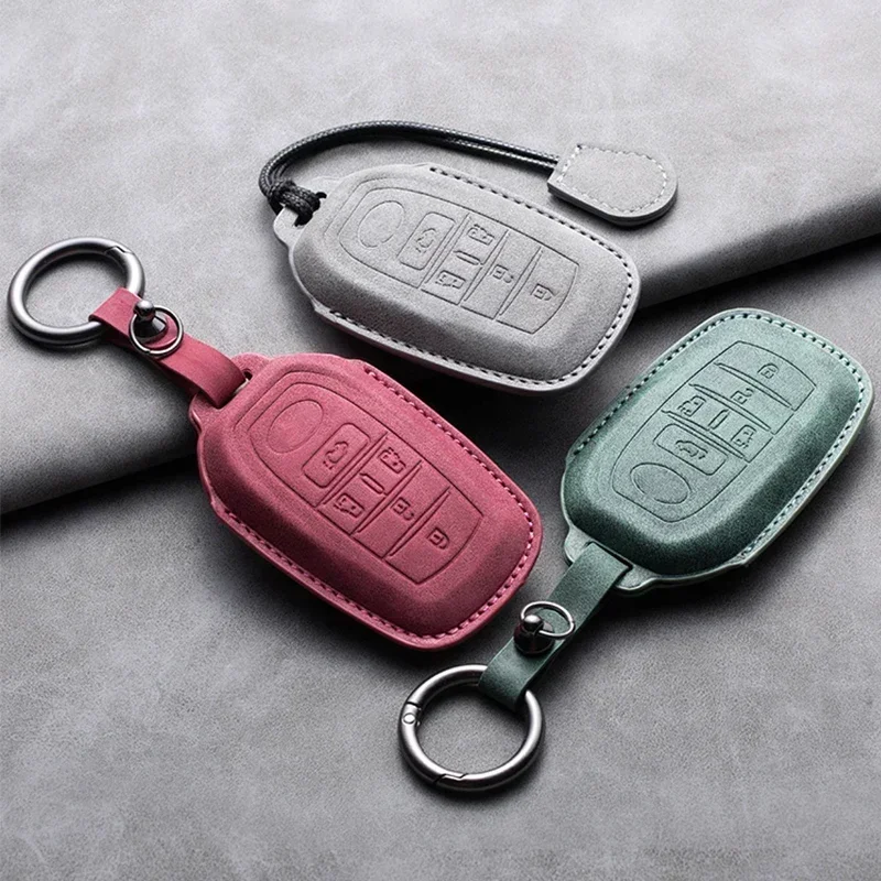 

Leather Car Key Case Cover Keychain For Toyota CHR Hilux Fortuner Land Prius Cruiser 200 Camry Corolla Crown RAV4 Highlander