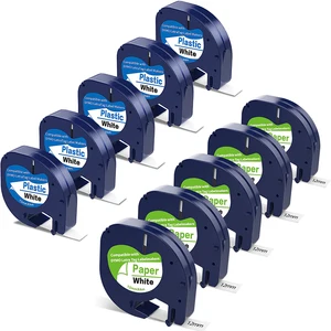 Etiketi plastiğe bantlayın, beyaz, dymo ile uyumlu, letratag, letratag, letratag, letratag 91200, 91201, 91331, lt-100h, 2 inç, 5pk, 10pk Kasetteki 6 büyük satış etiquetadora dymo-no. 2