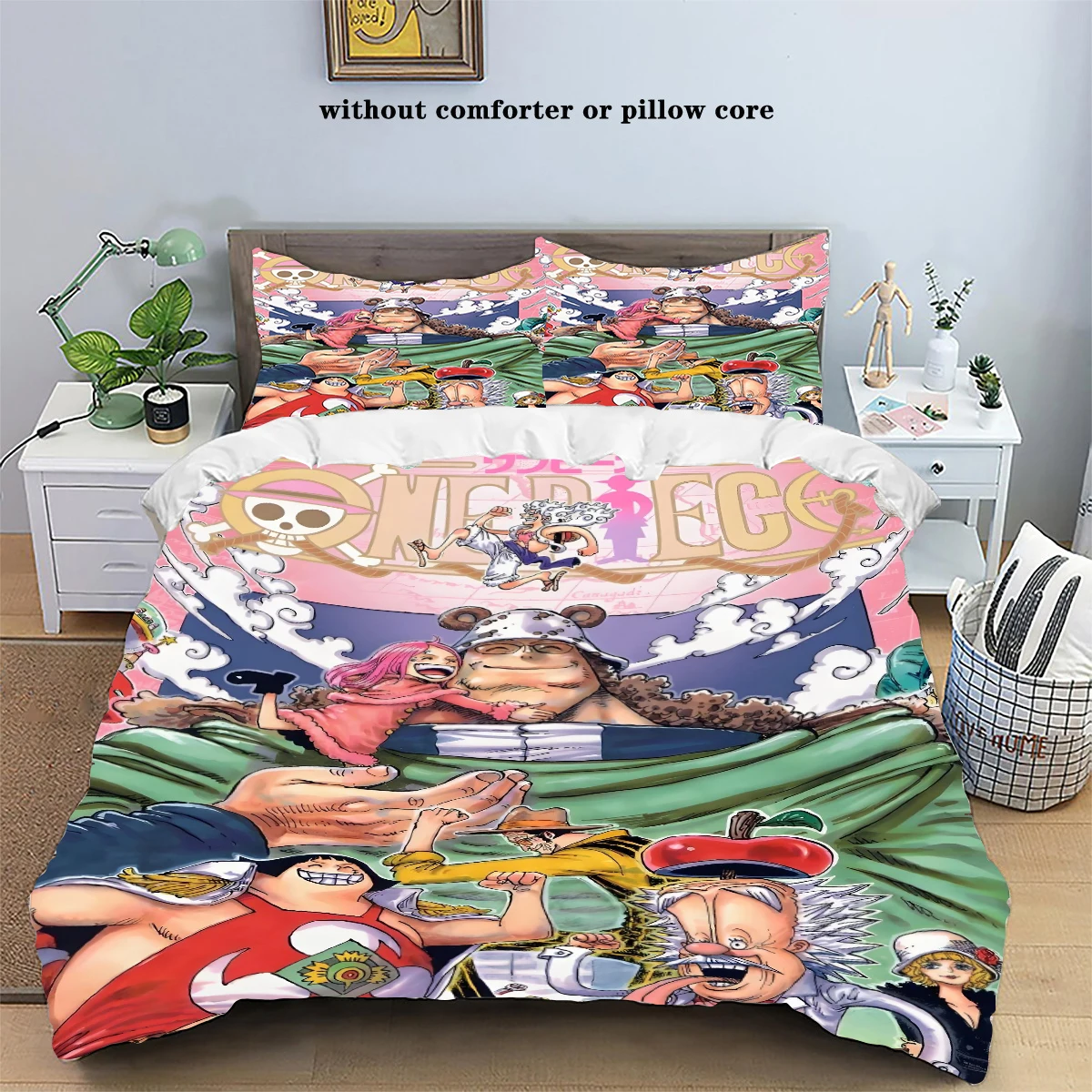 New One Piece Cartoon Anime Luffy Bedding Set Quilt Duvet Cover Pillowcase Kids Bed Roronoa Zoro Comfortable Bed Set Twin King