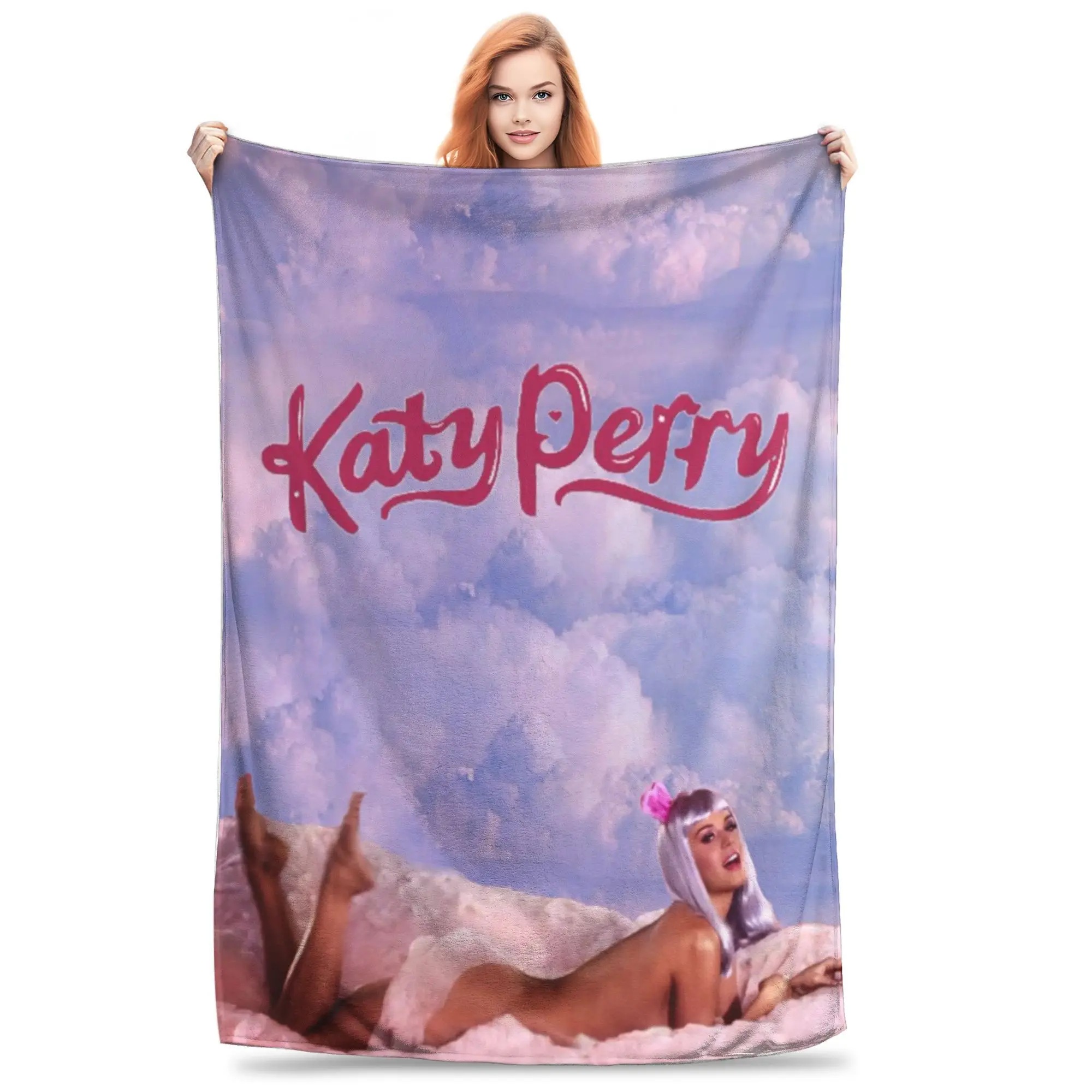 Flannel Throw Blanket Retro Katy Perry Singer Bootleg 90s Music Warm Plush Blankets Bedspread for Bed Living room Travel Couch