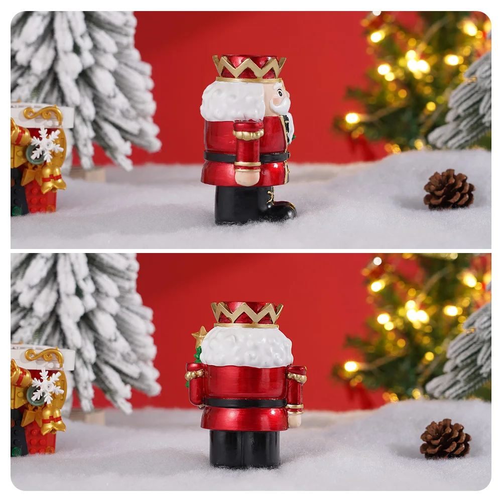 9.5×7.5×13.5cmくるみ割り人形キャンドルスティックオーナメント クリスマス 新年 お祭り パーティー ホーム オフィス デスクトップデコレーション キャンドルオーナメント