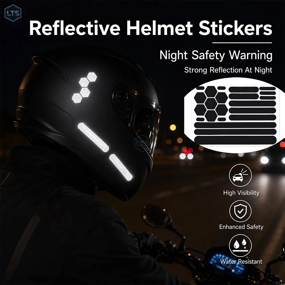 Helmet Warning Reflective Stickers Night Safety Driving Accessories Fluorescent Decorative Sticker Bicycle Moto Car Decal