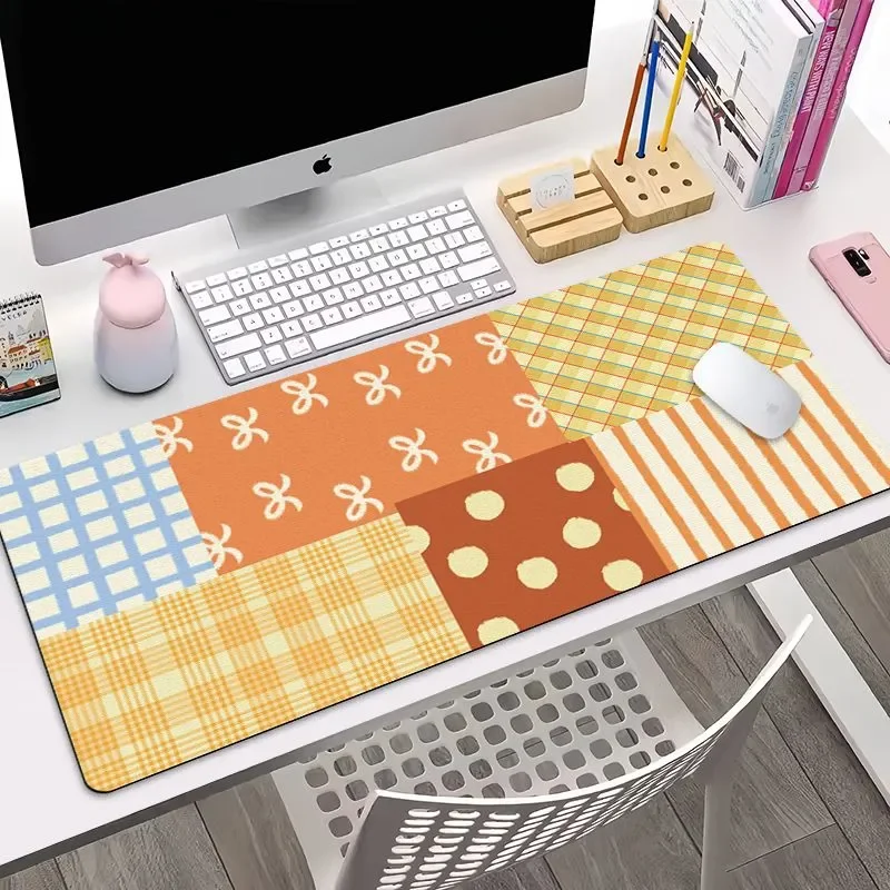 Grid Splicing Pu Leather Mousepad Office Desk Mat Mouse Pad Computer Speed Type Carpet Mat Player Laptop Keyboard Cartoon
