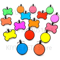 20Pcs Pet ID Tag Silicone Dog Bone Tags Round Personalized Name Collar Engraved Tags Accessories Name Telephone Number Pet Tags