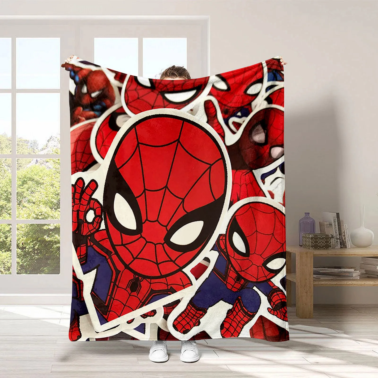 New Marvel Comics Spider-man Kawaii Cartoon Flannel Blanket Cartoon Printing Summer Lunch Air Conditioning Blanket Baby Blanket