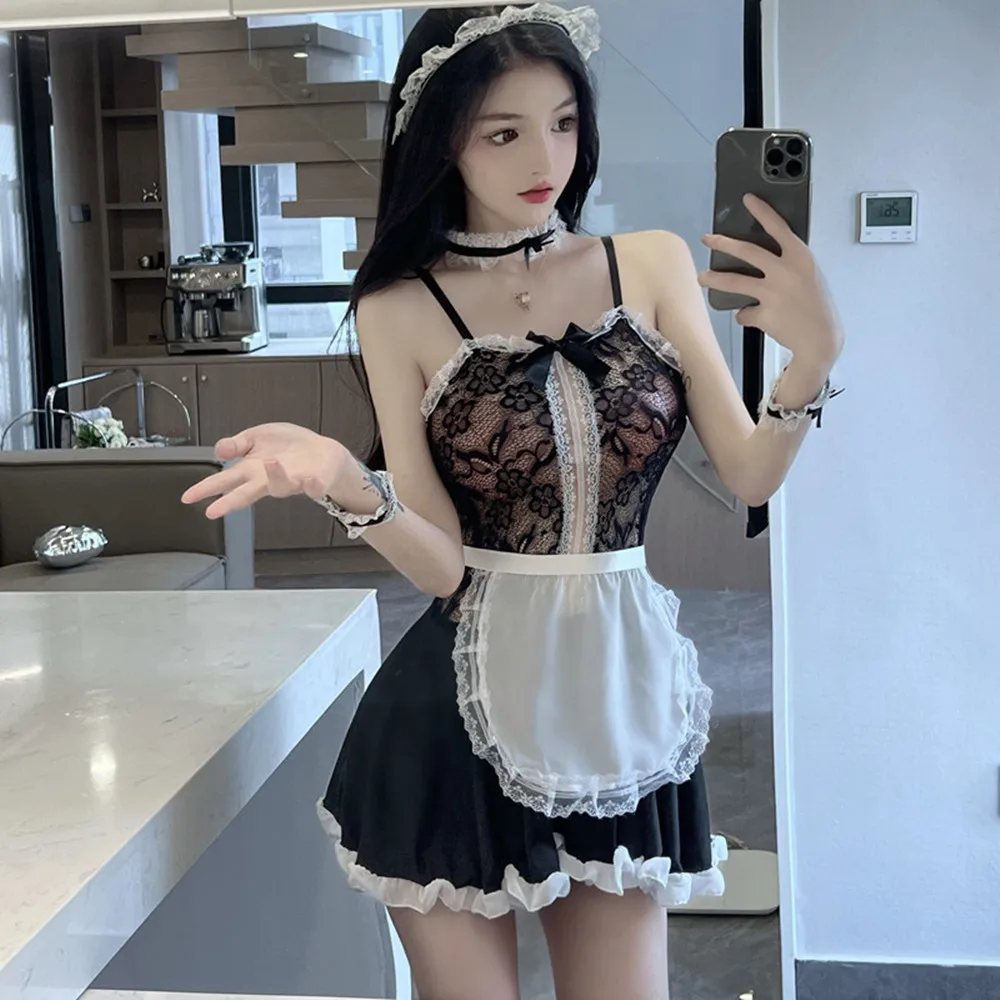 الإباحية Crotchless الملابس الداخلية النساء خادم الجنس اللباس المثيرة ازياء تأثيري المئزر خادمة موحدة مثير الملابس الداخلية ملابس للنادي الليلي