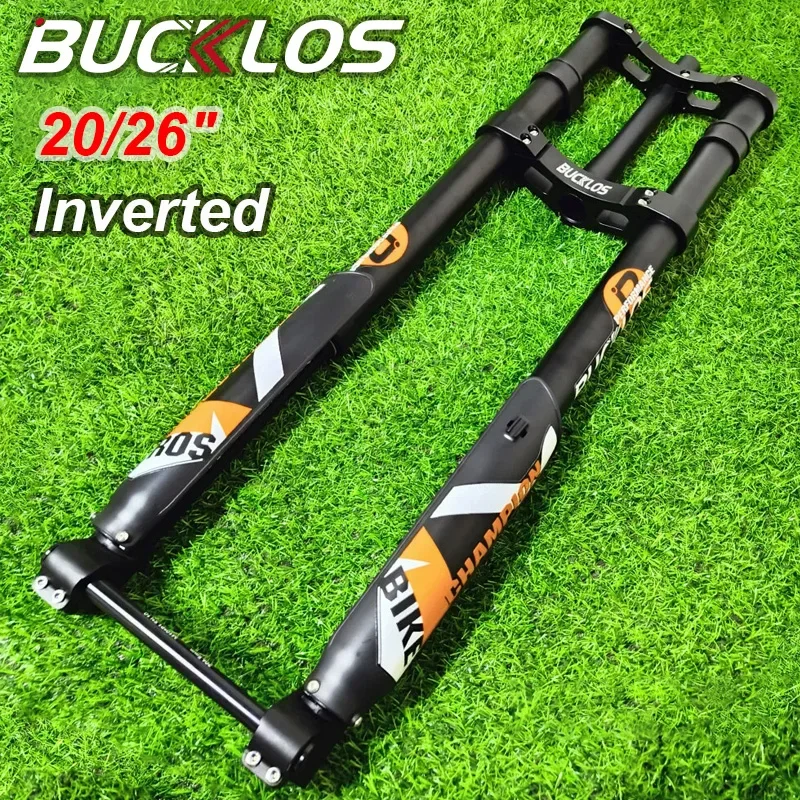 

BUCKLOS Double Shoulder Mountain Electric Bike Fork 20/26inch Bicycle Air Suspension Fork Shock Absorbing MTB Downhill Forks