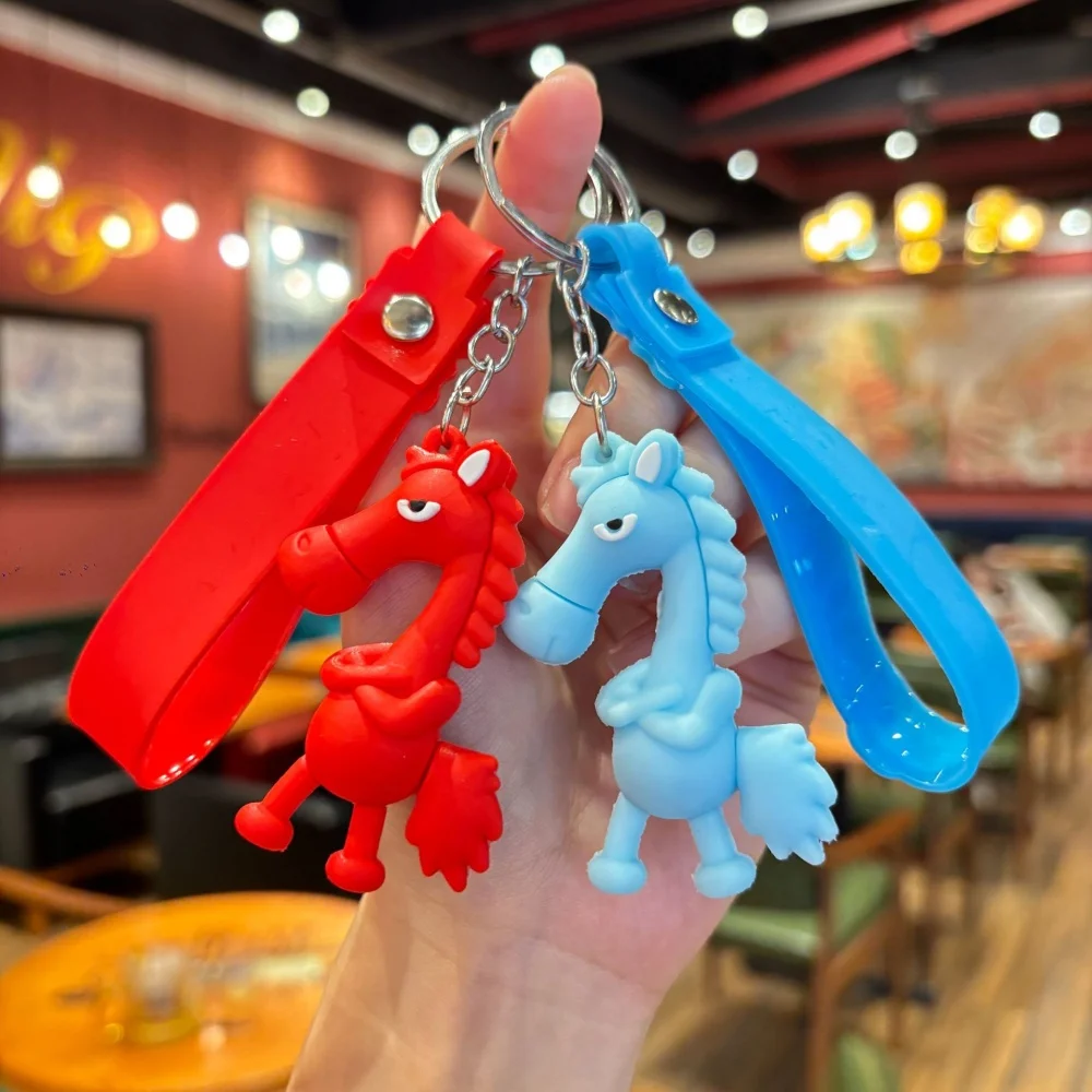 PVC Cartoon Horse Pendant Keychain Bag Decoration Horse Key Rings Holder For 2026 New Year Gift Jewelry Fashion Pendant