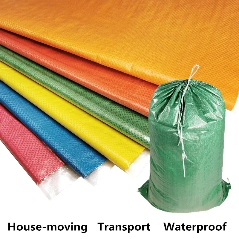 60x100cm 5pcs Drawstring with Drawstring Woven Bag Thick Waterproof House-moving Clothes Storage Bag Transport Packing Bags