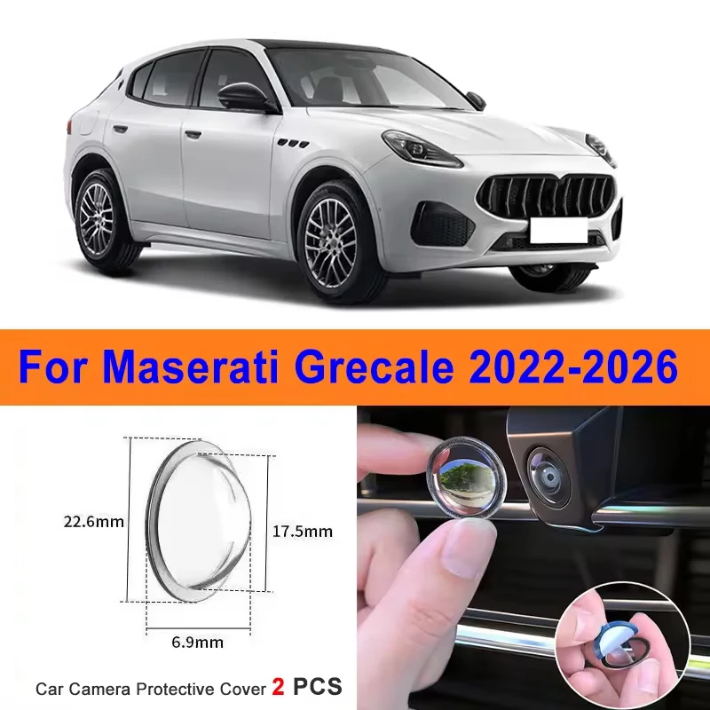 2Pcs 360 Reverse Image Car Camera Cover Anti-Scratch PC Lens Protector Stickers For Maserati Grecale 2022-2026