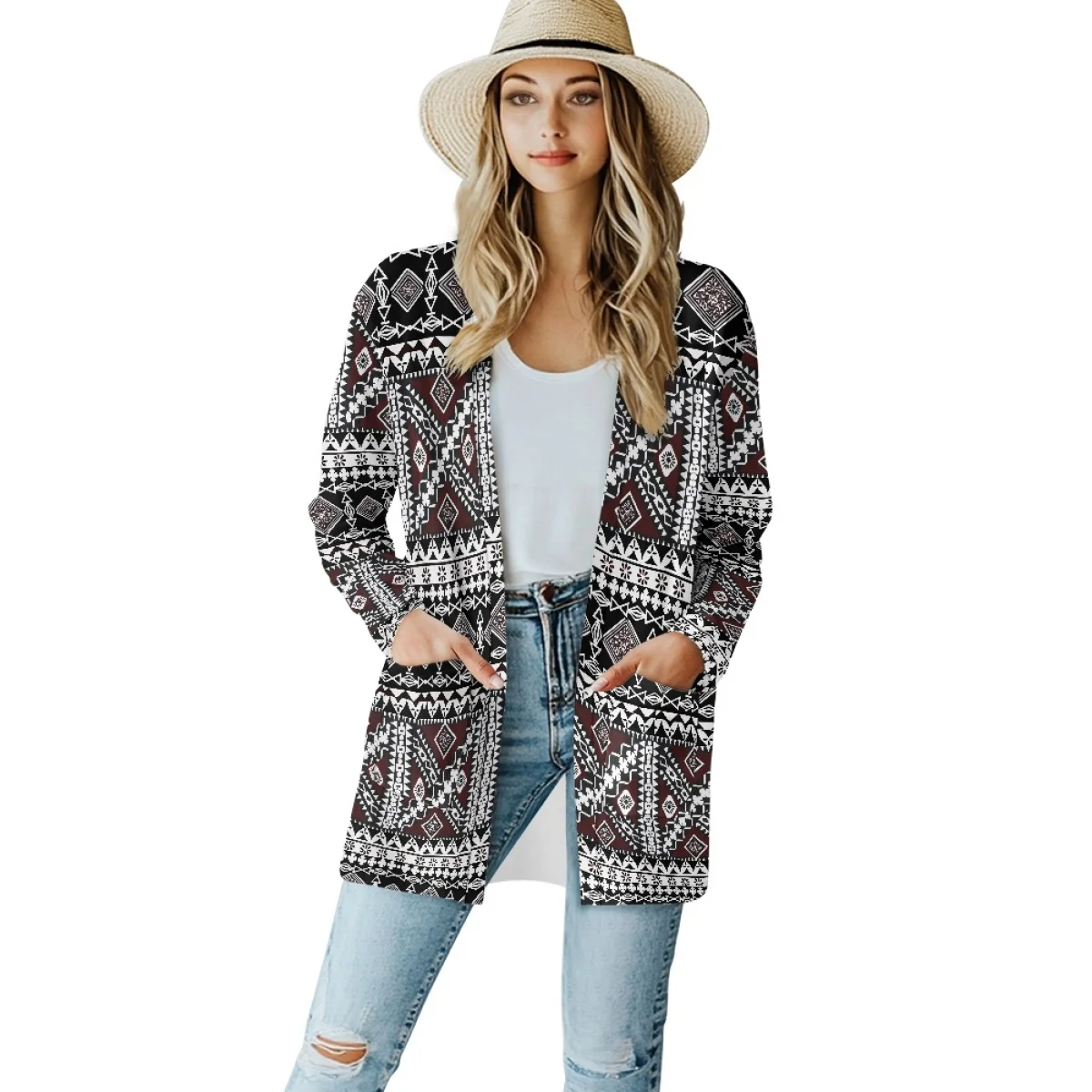 

Женский кардиган-кимоно с длинным рукавом, кардиган с принтом