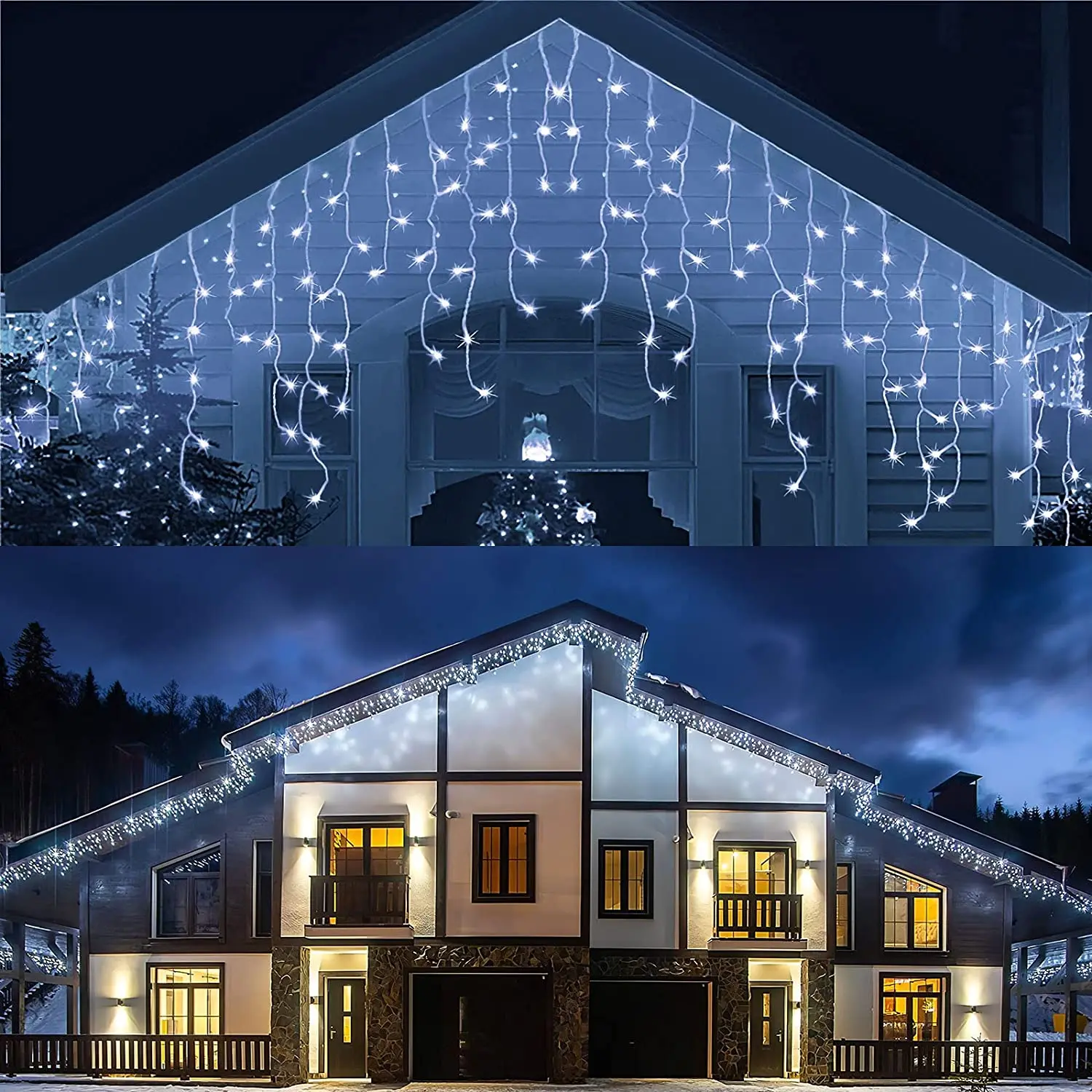 Christmas Decoration 2023 Led Curtain Lights Outdoor Remote Control Droop 0.3/0.4/0.5M Street Garland On The House New Year 2024