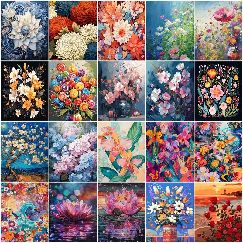 

SDOYUNO-Paintings For Painting By Numbers Flowers Oil Acrylic Paints Handpainted Color Markers Watercolor Framed Wall Art Modern