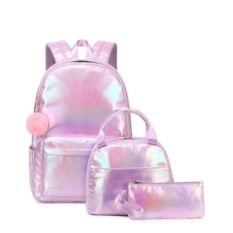 3 Pcs Set Children's School Bag Cute Student Backpacks for Teenager Girls Waterproof School Bags with Lunch Bag Pencil Case