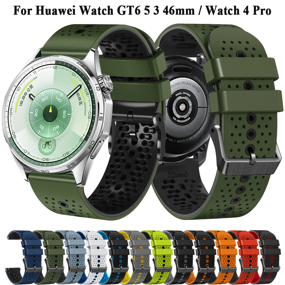 

Силиконовый ремешок для часов 22 мм для Huawei Watch GT 6 5 Pro 46 мм Спортивный ремешок-браслет для Huawei GT6 5 4 3 2 46 мм Ремешок на запястье
