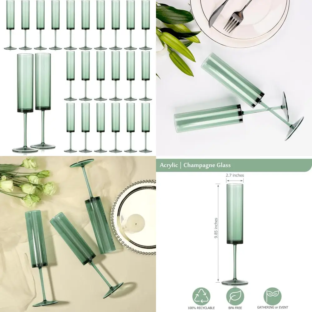 

Акриловые темно-зеленые бокалы для вина — элегантные флейты для шампанского для игривого вина, идеально подходят для свадеб и особых мероприятий