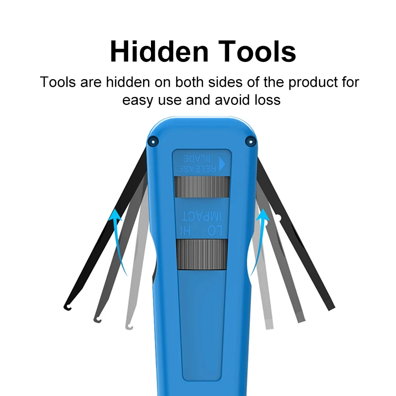 OMAY 110 Type Punch Down Tool Multi-function Network Cable Module Tool with Two Blades Telephone Impact Terminal Insertion Tools