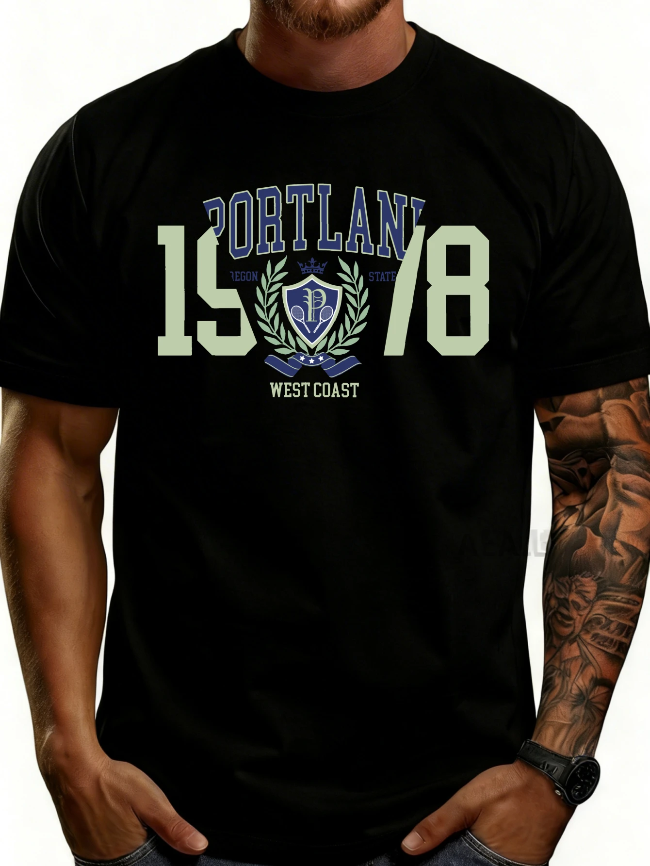 Casual Style Men's T-Shirt Portland 1978 West Coast Design Summer Wear Gift for Him