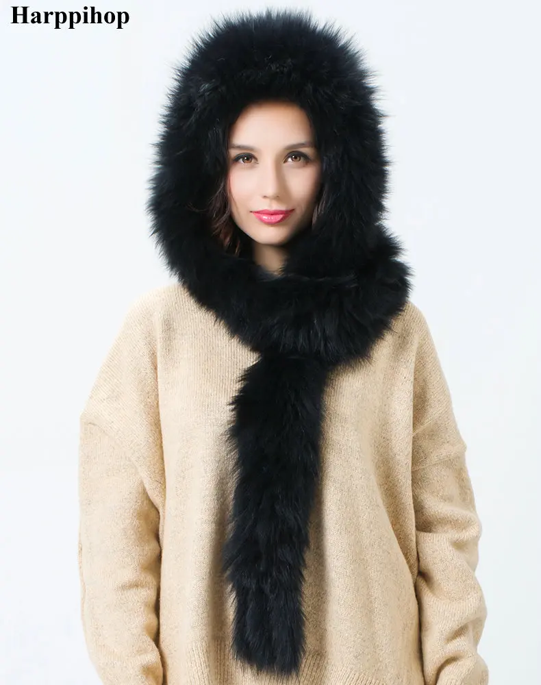 

2025 New real fox fur warm winter fur hat lady fox fur woven hat scarf snow cap