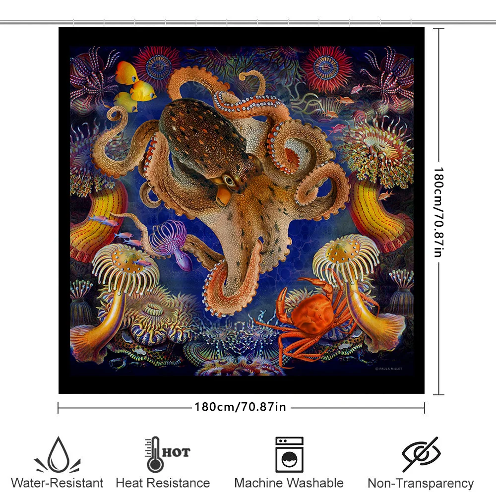 ستارة حمام تجريدية أرجوانية بتصميم مموج أسود لديكور الحمام، قماش حديث وأنيق ومقاوم للماء مصنوع في الصين #6