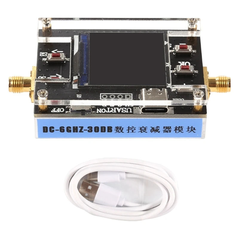 

Digital Programmable RF Attenuator Module TYPE-C Type 6G 30DB TFT Display CNC Housing Support Communication Attenuator