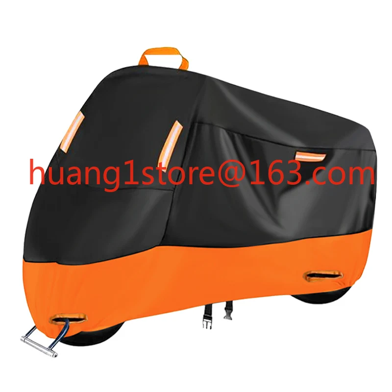 Heavy duty waterproof UV durable motorcycle cover 210D rain and sun protection, providing dust protection