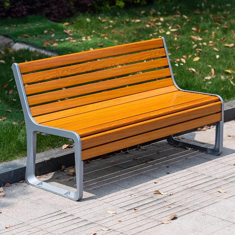 

Park chair Outdoor bench Anti-corrosion solid wood leisure backrest seat Cast aluminum wrought iron courtyard scenic area