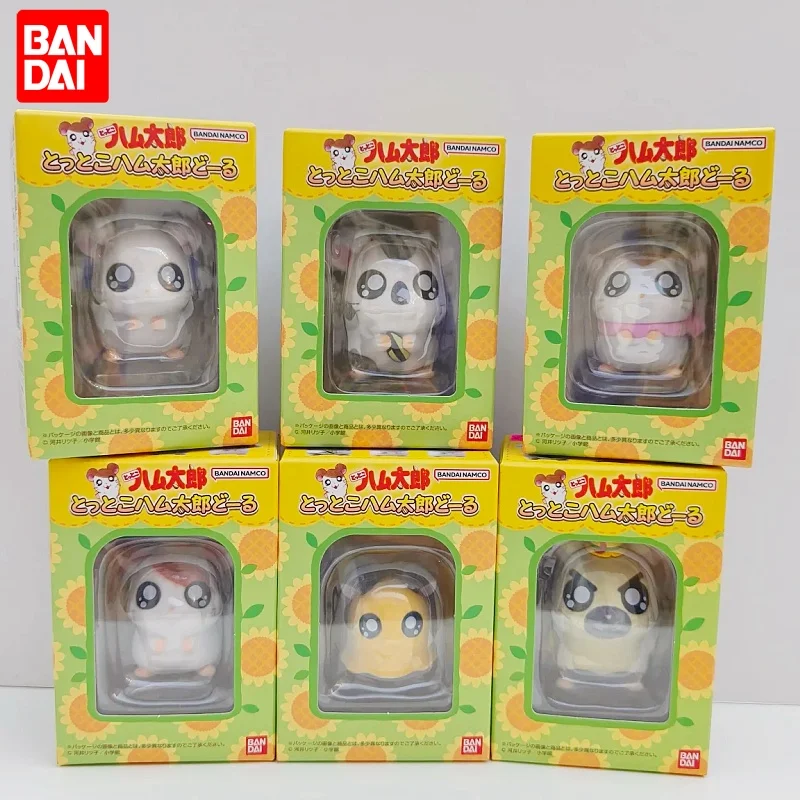 

Bandai Genuine Hamtaro Hamster Collection Ornaments Anime Figure Model Kawaii Doll 6pcs Desktop Decoration Collection Toys