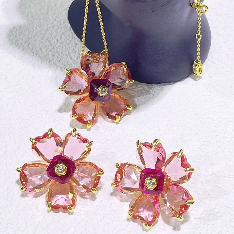NONE Blume Kristall Schmuck-Set 10