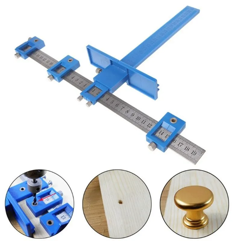 Multi-Function Drill Punch Locator Adjustable Drilling Dowelling Hole Jig Woodworking Joinery Hand Tool for Furniture